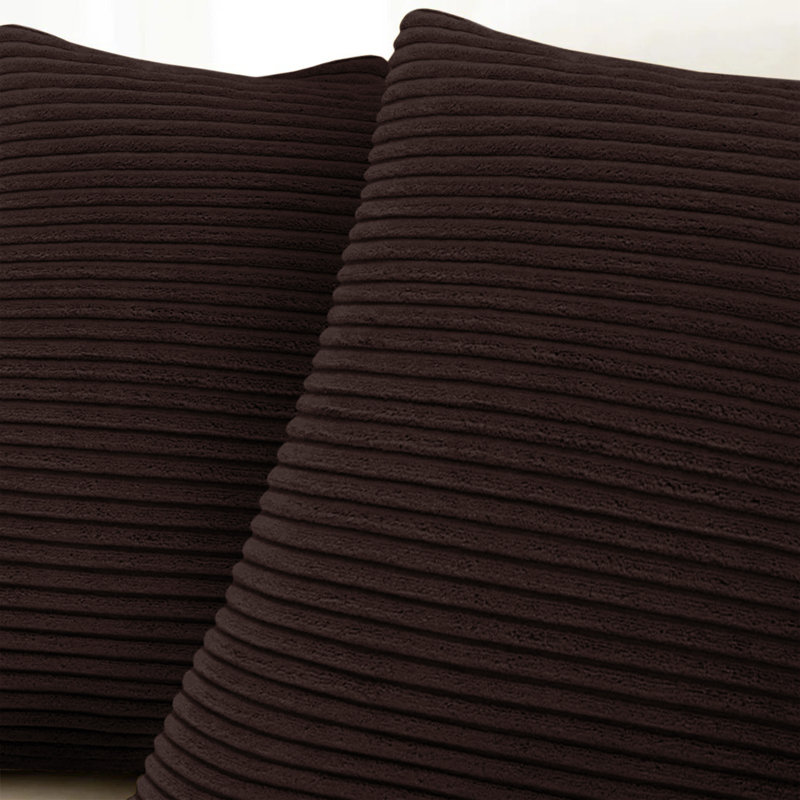 Striped Square 18cmX18cm Velvet Cushion Cover, Brown