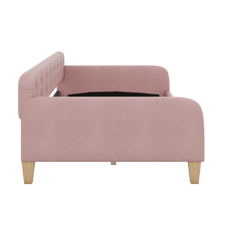 Upholstered Daybed With Support Legs, Rose