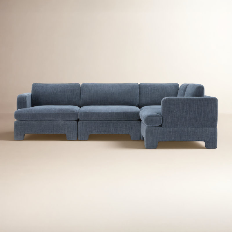 Jolie 4-Piece Upholstered Modular Sectional Sofa, Selene Indigo Performance Chenille
