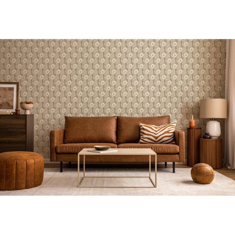 Woodland Bloom - Floral Wallpaper, Bone, Faux Grasscloth, Non-pasted