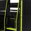 Lit mezzanine en bois pleine grandeur avec éclairage, bureau et compartiments de rangement pour une salle de jeux compacte avec lumières et espace confortable-130155685