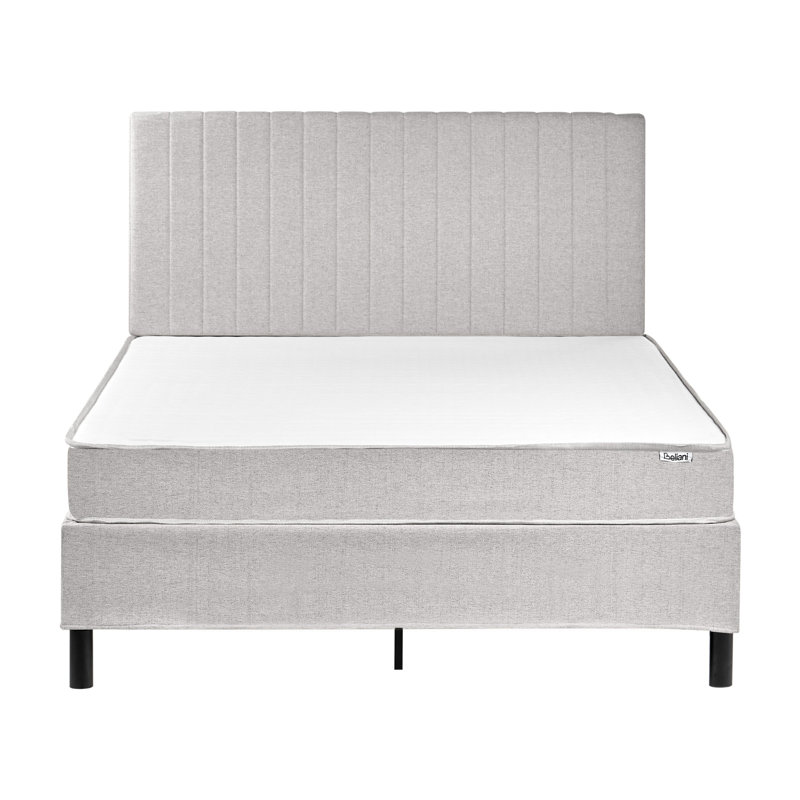 Upholstered Fabric Bed with Mattress, European Double (140 x 200 cm), Grey