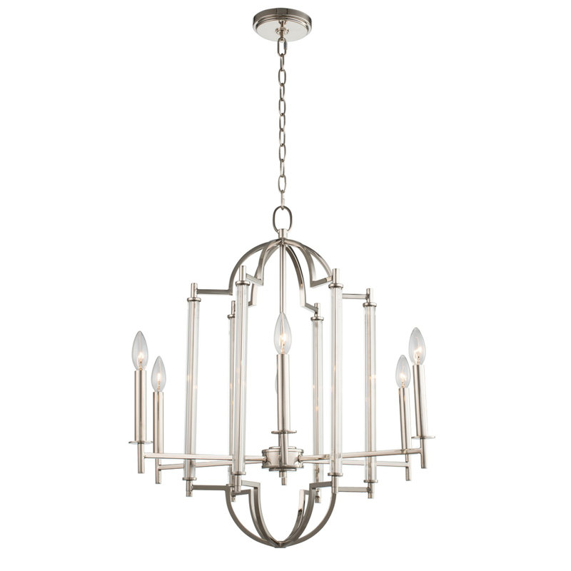 Provence Polished Nickel 6-Light French-Inspired Chandelier