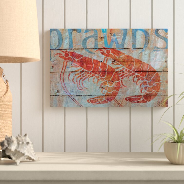 Prawn on Wood Graphic Art on Wrapped Canvas