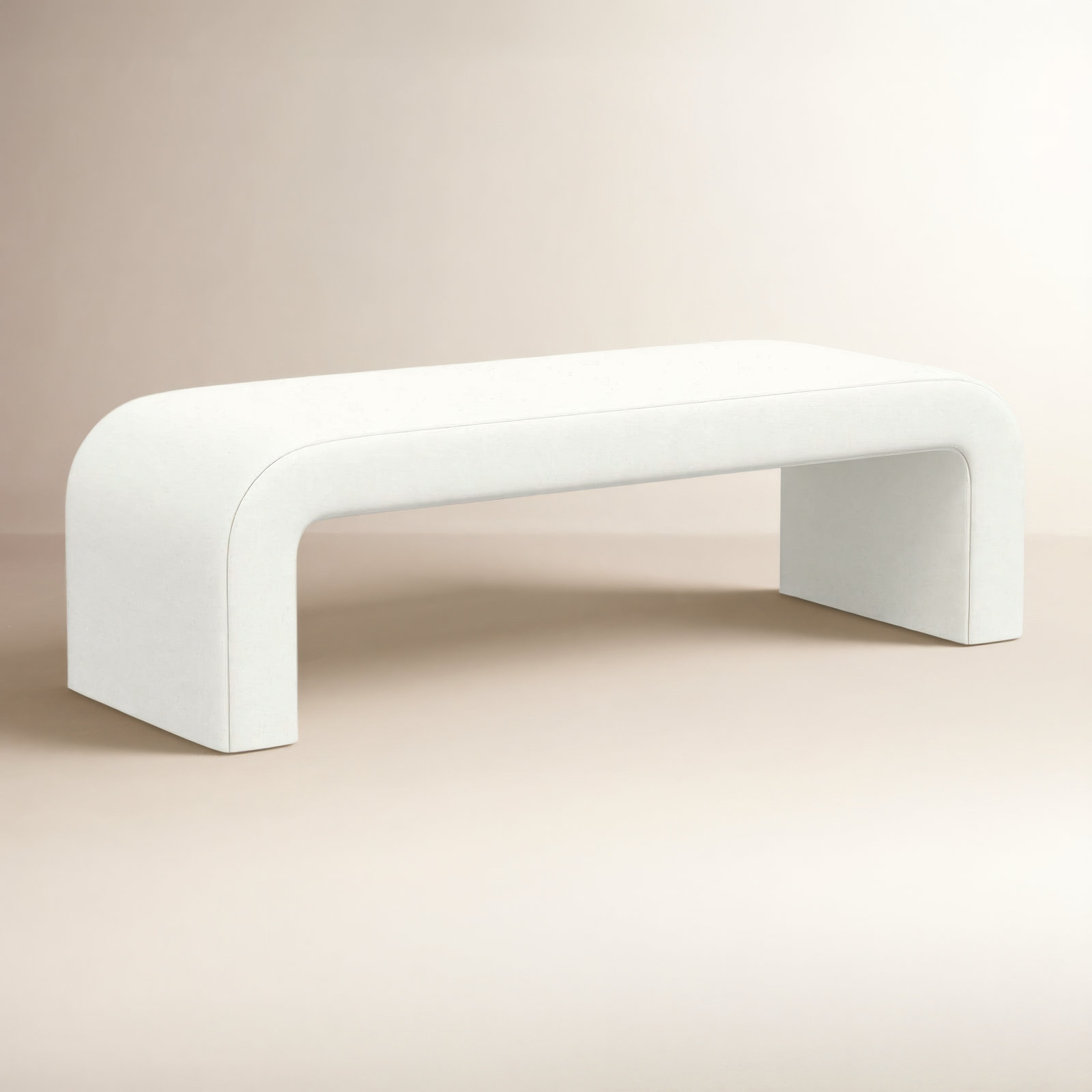 Barley 52" Bedroom Bench, Zuma White Textured Linen
