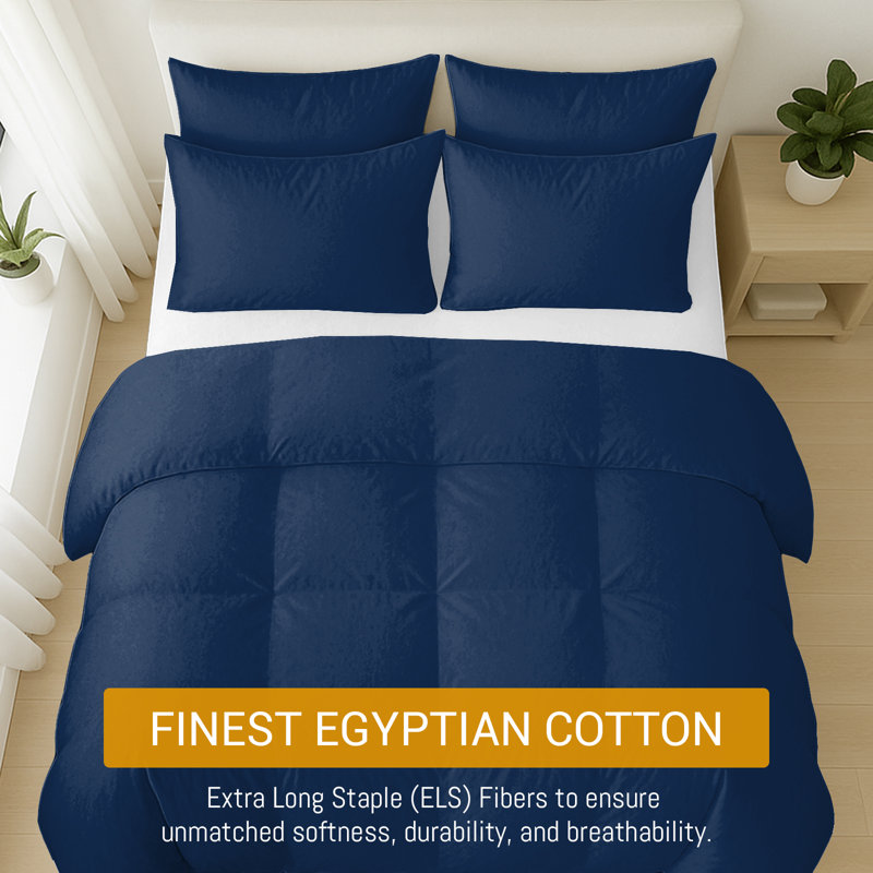 100% Organic Egyptian Cotton Duvet Cover Set – Soft, Breathable Hotel Style Bedding with Secure Zipper Closure