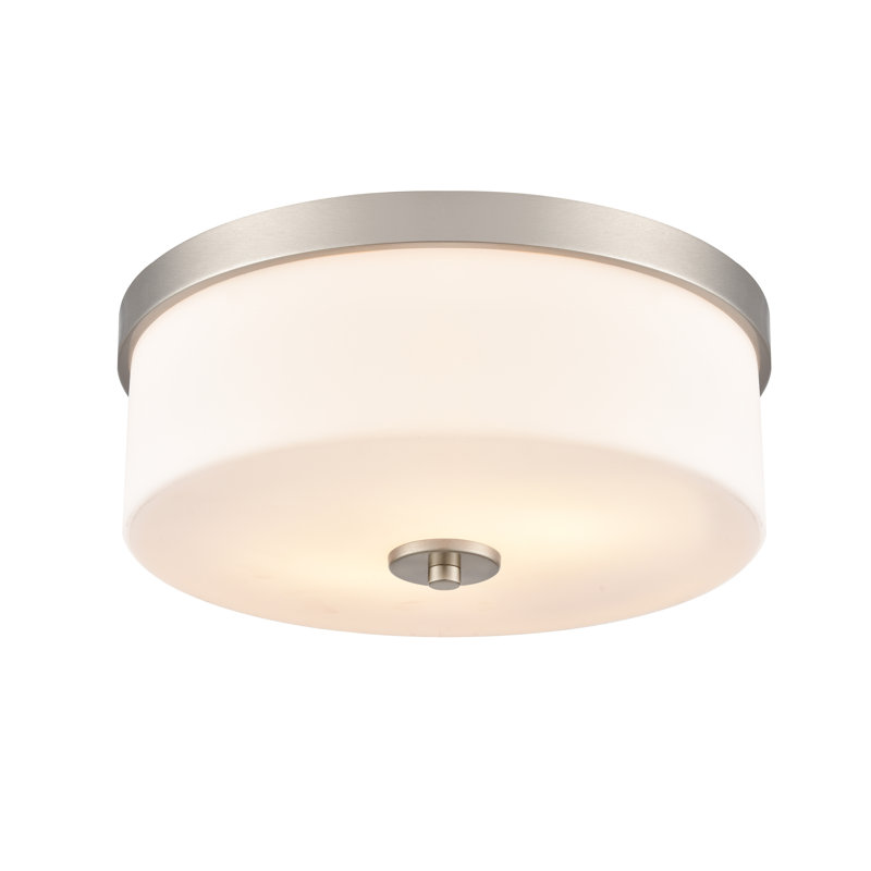 Plafonnier encastré 2 lumières 13,25 po Asuka, Nickel brossé