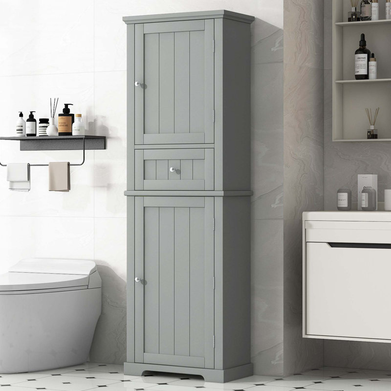 Grande armoire de rangement pour salle de bain, Gris