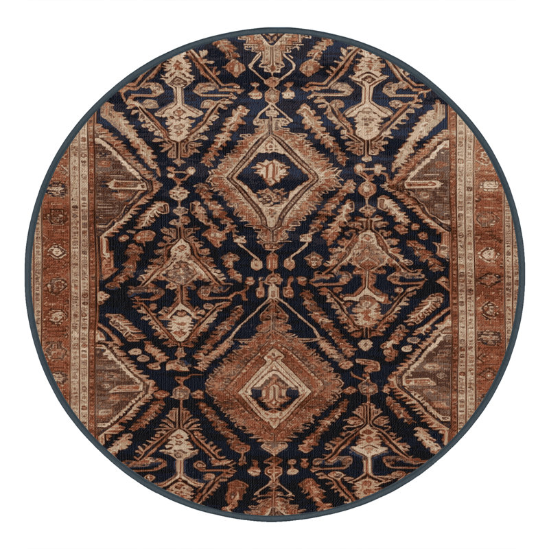 Tapis brun lavable à la machine, Rond 5 pi