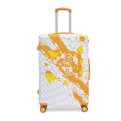28-Inch Polycarbonate Hard Shell Spinner Luggage, Large Checked Suitcase with 360-Degree Wheels, Orange