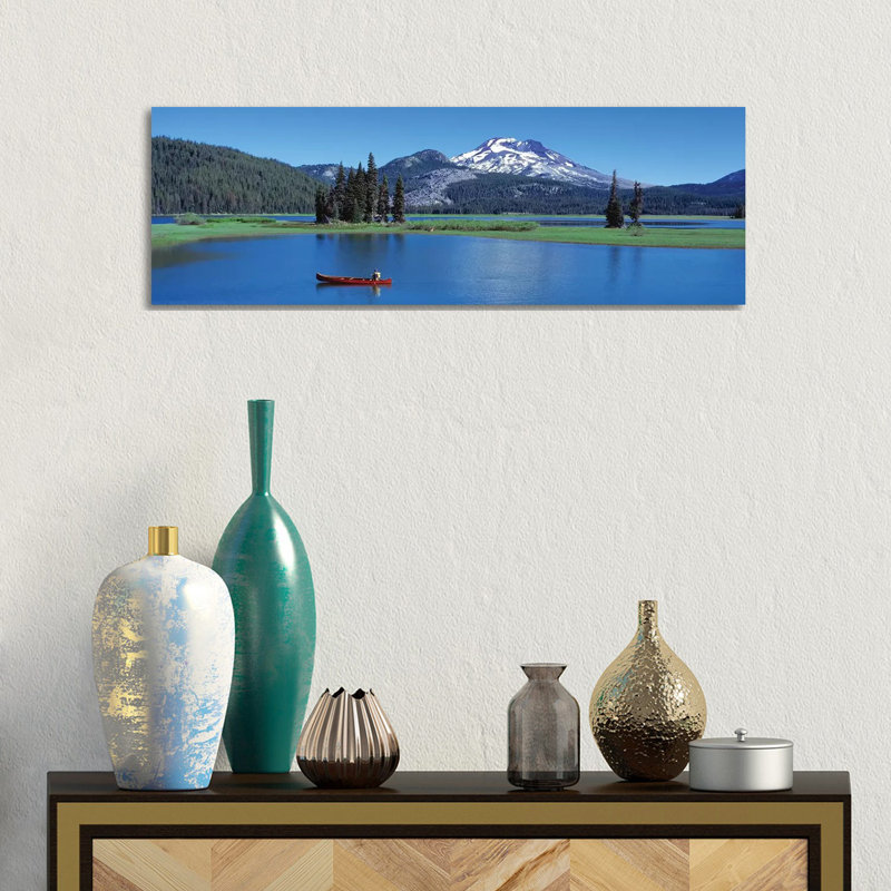 Red Canoe Sparks Lake OR by Panoramic Images - Wrapped Canvas Panoramic Print, 30.48 cm H x 91.44 cm W x 1.91 cm D