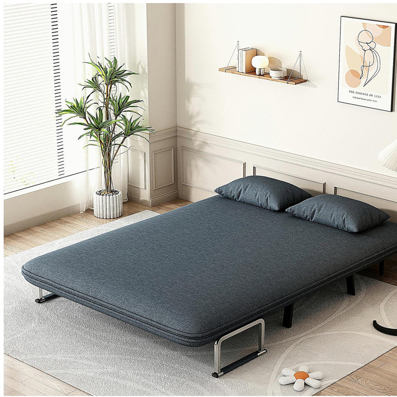 55-inch convertible chair bed, three-fold sofa bed, adjustable backrest and pillow, leisure reclining sofa, sturdy iron frame, suitable for homes and offices, comfortable sleep chair