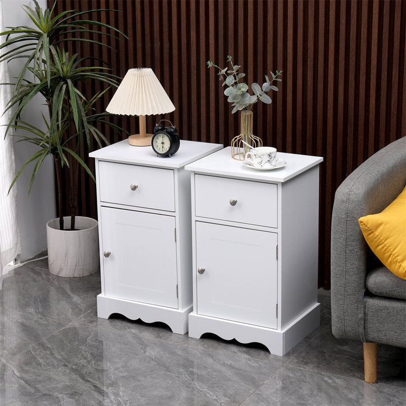 Angelinna 35cm W Manufactured Wood Bedside Table, White