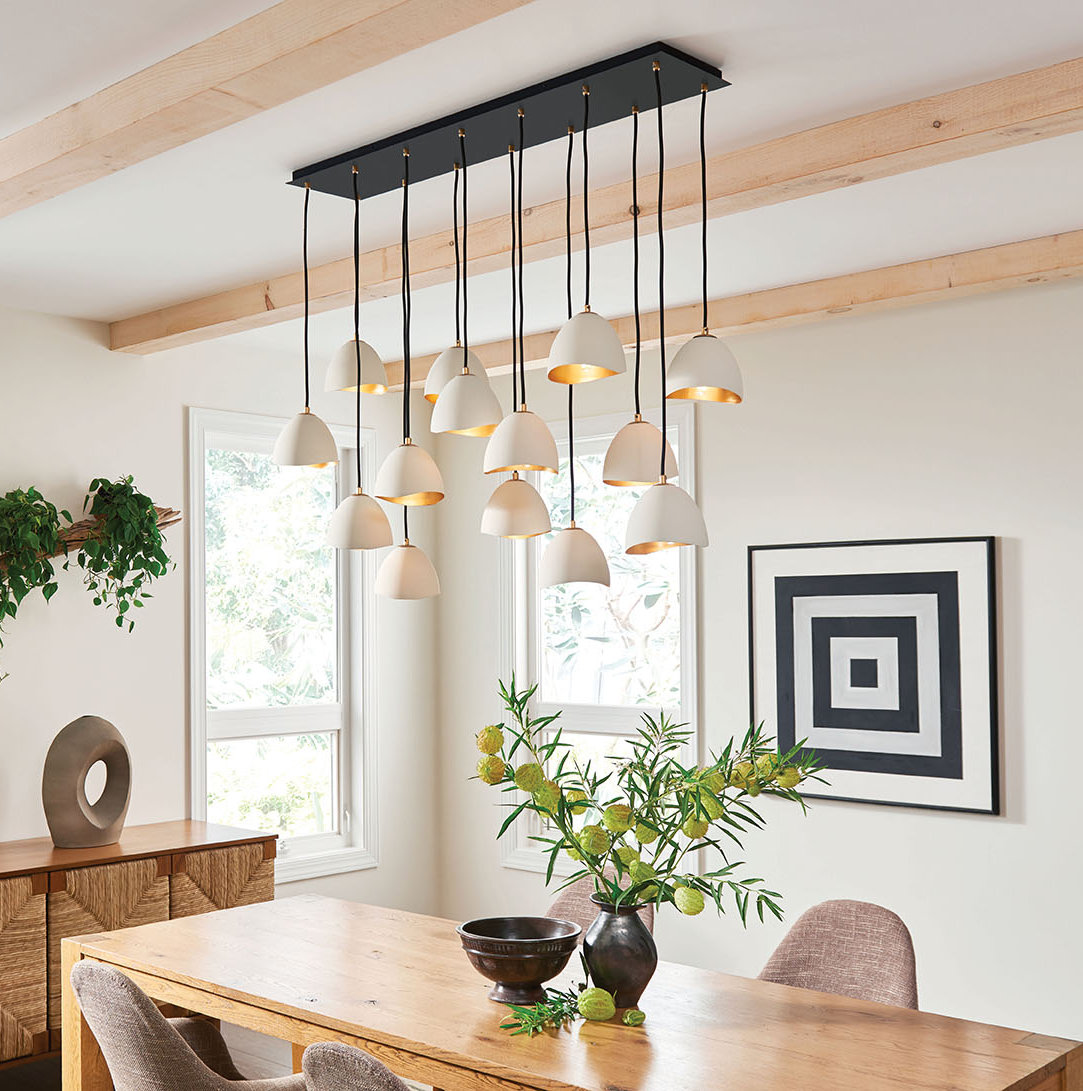 Cotter 14 - Light Dimmable Geometric Chandelier, Shell White