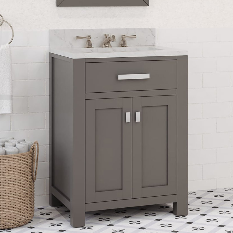 Ensemble de meuble-lavabo simple 24 po Minnetrista, Gris cachemire, Chrome chrome