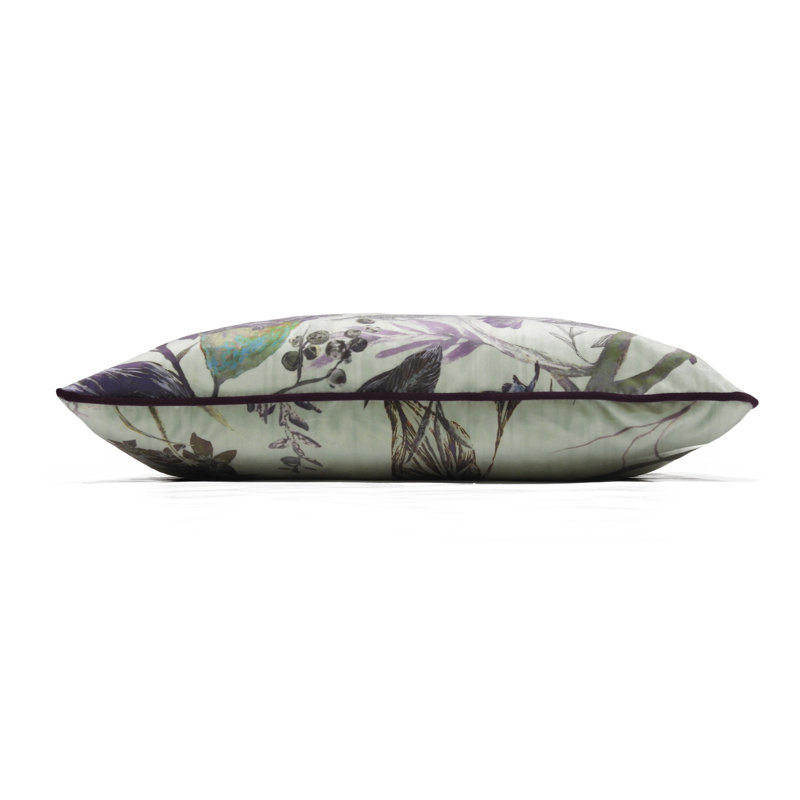 Cousineau Floral Square Throw Cushion, Light Green/Purple, Feathers