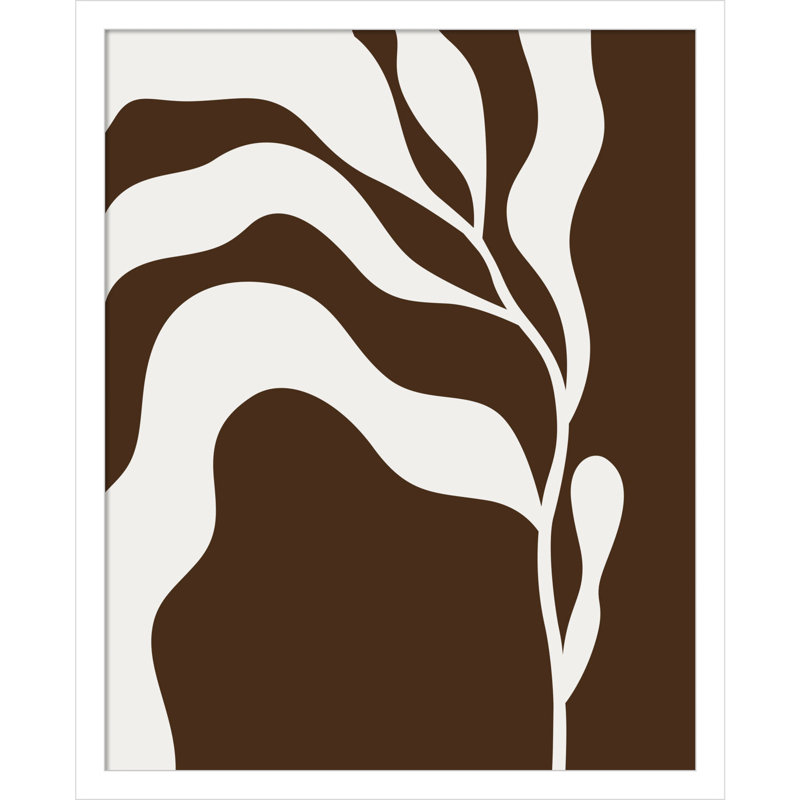 Retro Matisse Inspired Abstract Botanical 2 Brown, 21" H x 17" W x 1" D, White