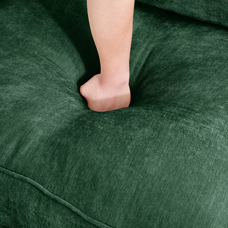 2 places assises avec repose-pieds et 1 tiroir de rangement amovible en chenille sous chaque siège, conception intégrée de coussins d'accoudoirs enveloppés, en forme de croissant, bordures de coussin décoratives passepoilées,