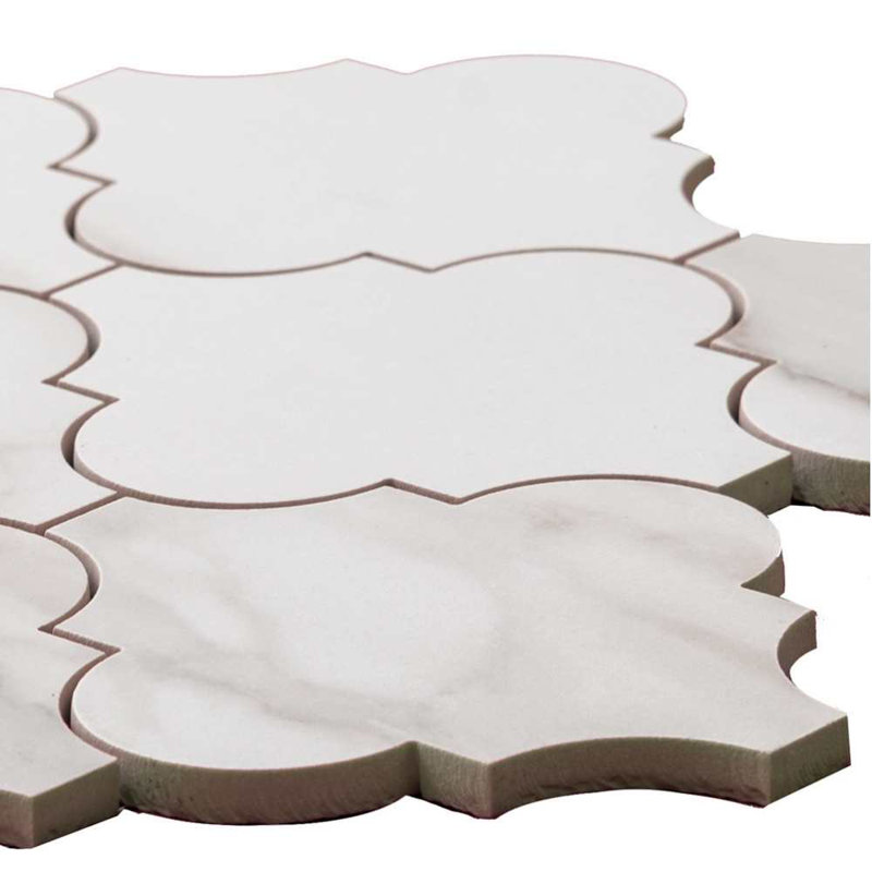 Stately Arabesque 11" x 12" Porcelain Marble Look Wall & Floor Tile, Gold