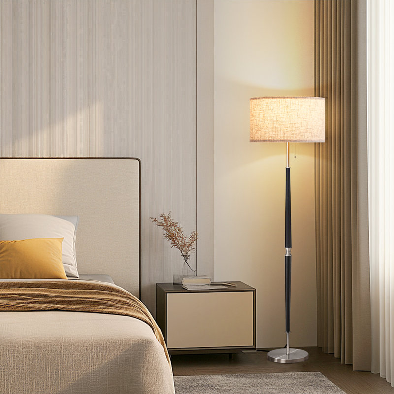 63'' Solid Wood Traditional Floor Lamp, Gray