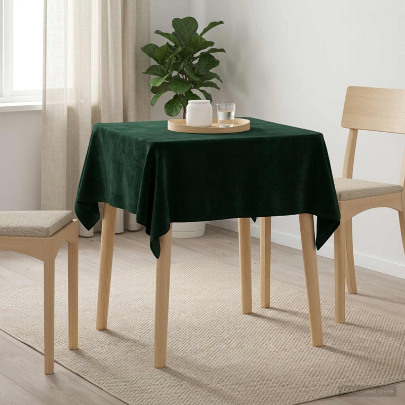  Table Cloth Plain Polyester Cover Fabric Tablecloth Kitchen Dining for, Dark Green