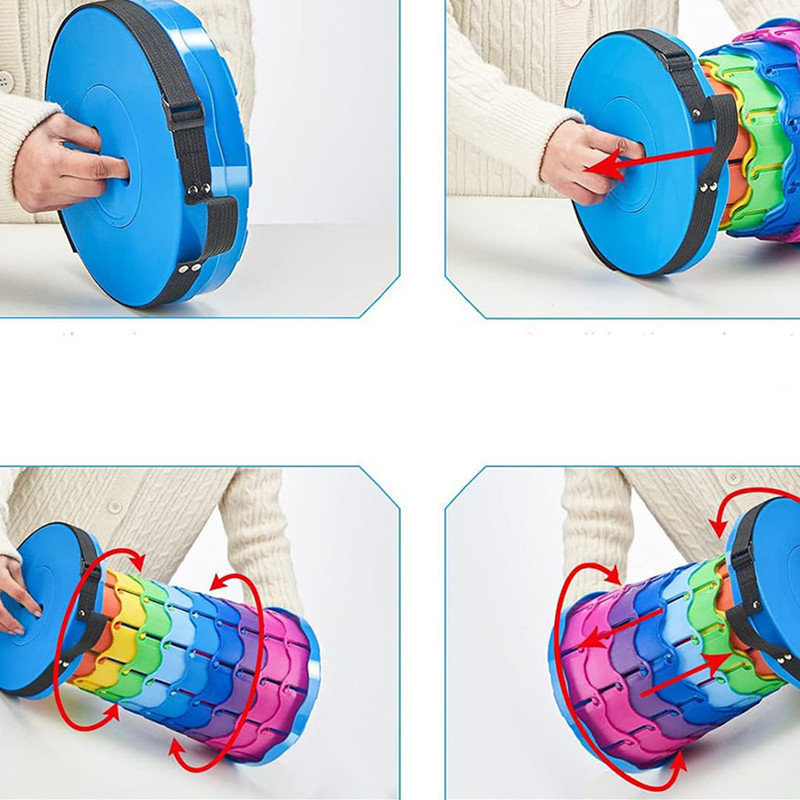 Modern Round Foldable Stool Thickened, Retractable Stool for Fishing, Hiking, Outdoor Activities, Blue, Rainbow