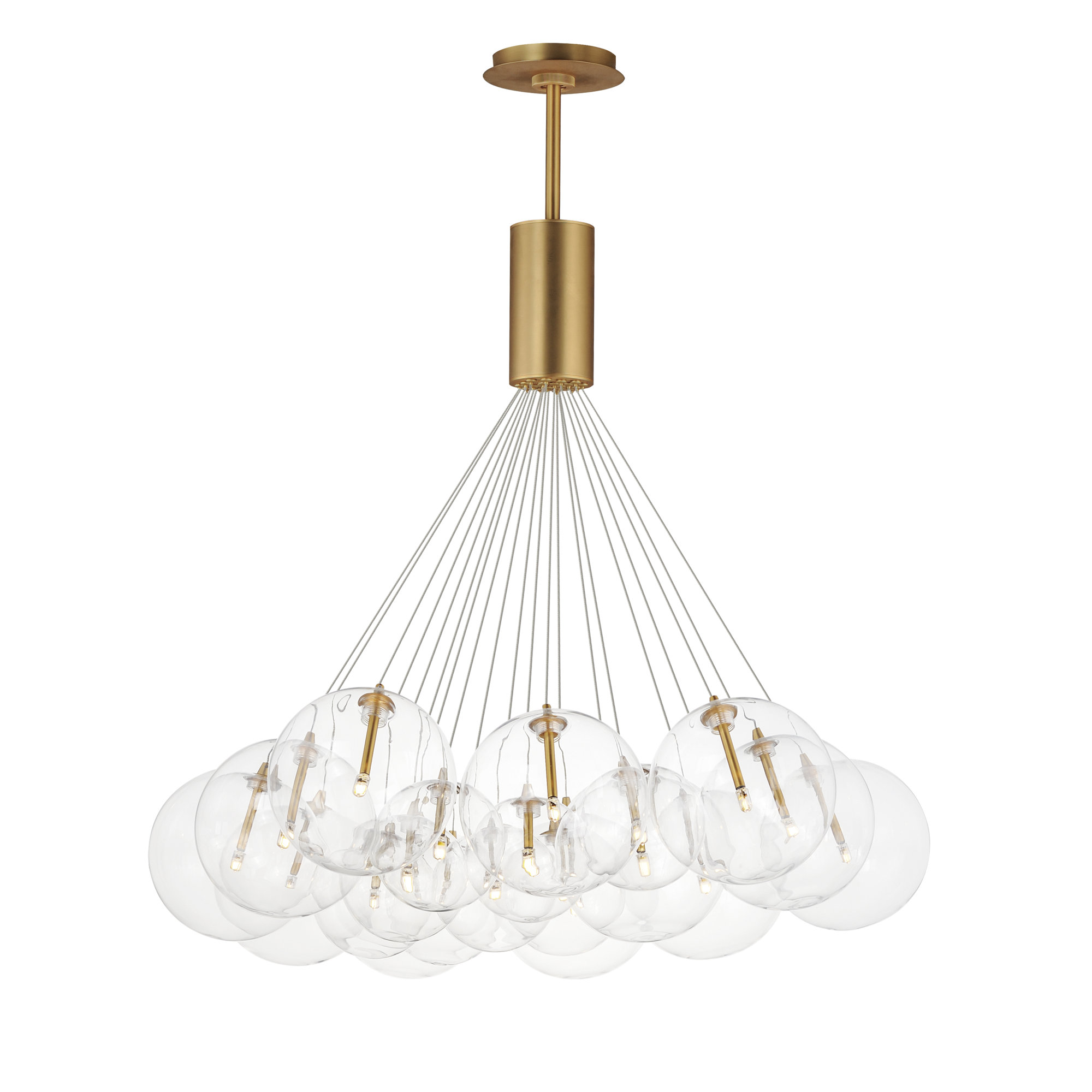 Alikee 20 Light Glass Steel Dimmable Pendant, Gold, Clear