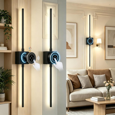 Dimmable Wall Sconce Rechargeable Black Fixture with Remote and Touch Control for Mirror Painting Bedroom Living Room