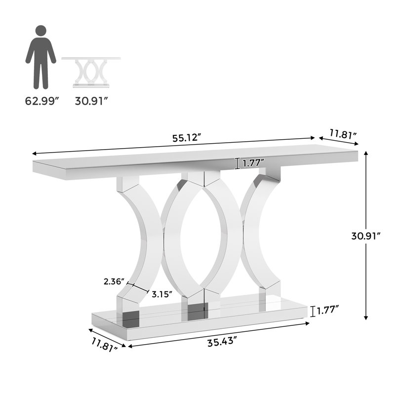 Mykhi 55.12'' Glass Top Console Table
