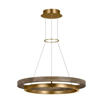 Sean Lavin Grace LED 30'' dimmable chandelier in natural brass and weathered oak wood finish