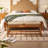 Beige Brown Solid Wood Linen Bench