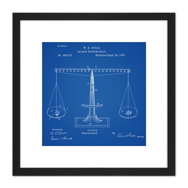 Guild Balance Weighing Measuring Scale Vintage 1885 Patent Plan - Single Picture Frame Print