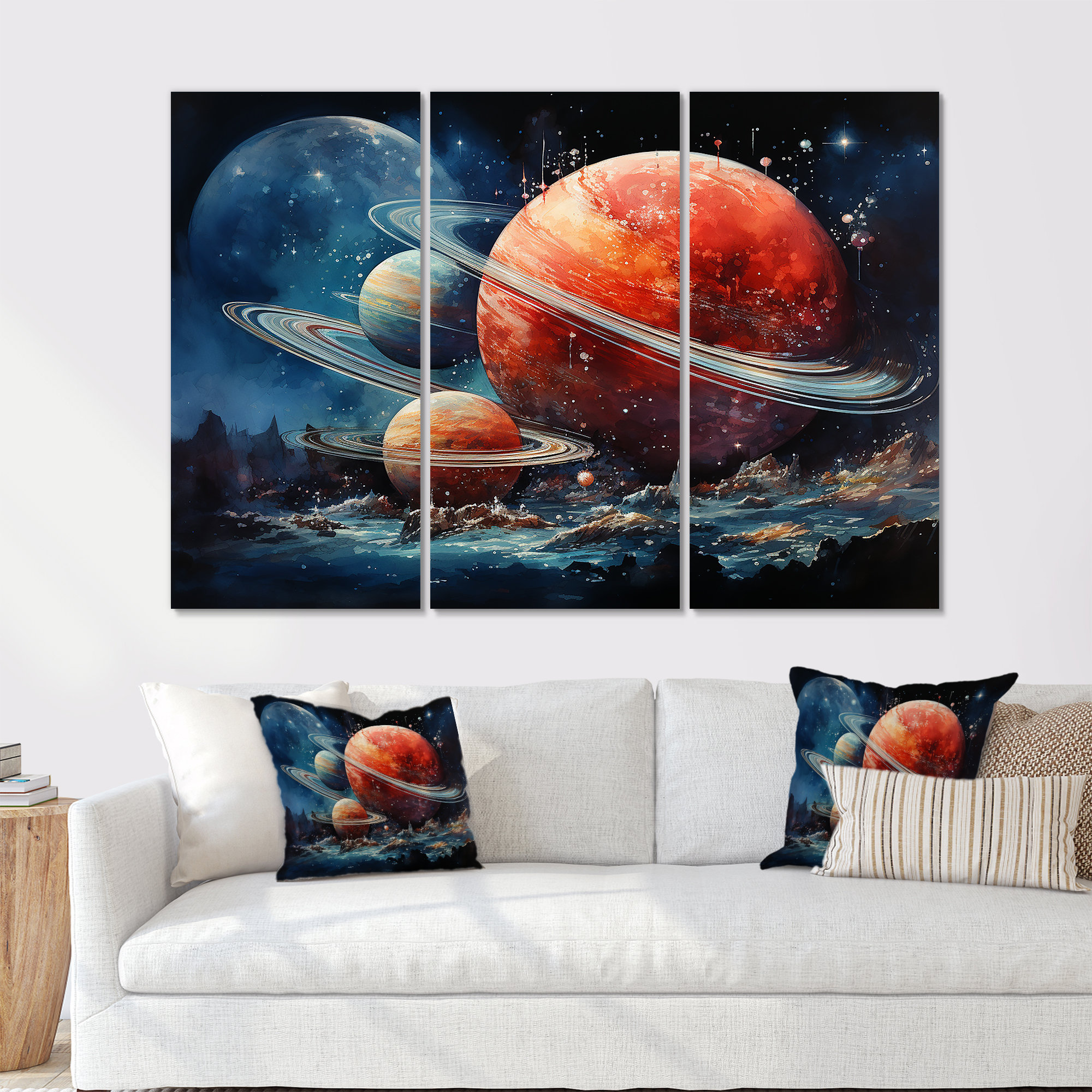 Latitude Run® Saturn Ruby Rings Orbiting Elegance I - Our Solar System ...