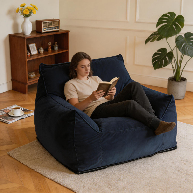Fauteuil à billes Allea Velveteen, Bleu très foncé