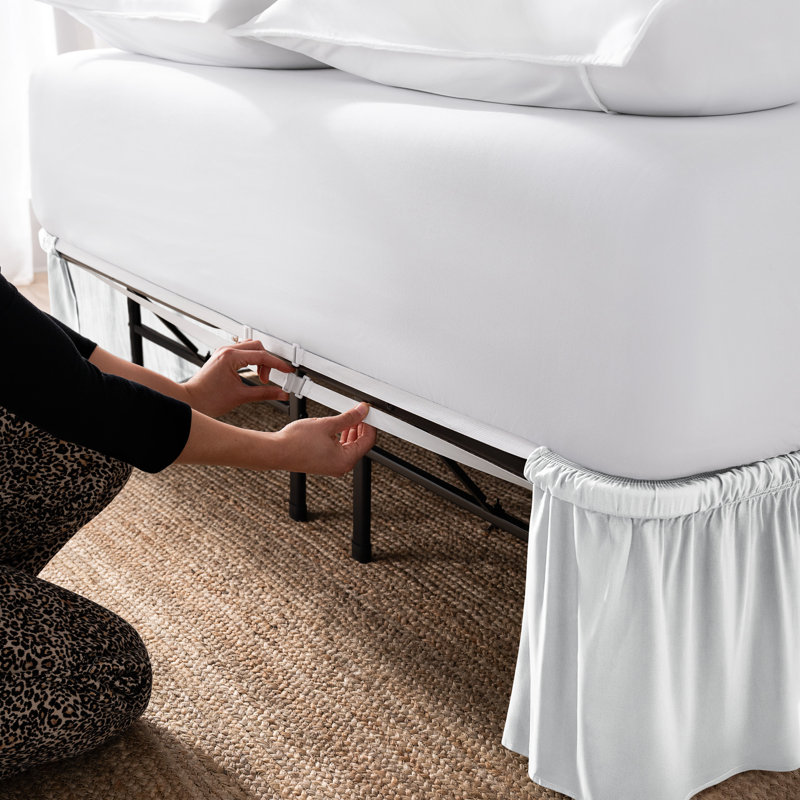 Ruffled Wrap Around Bed Skirt, White, King