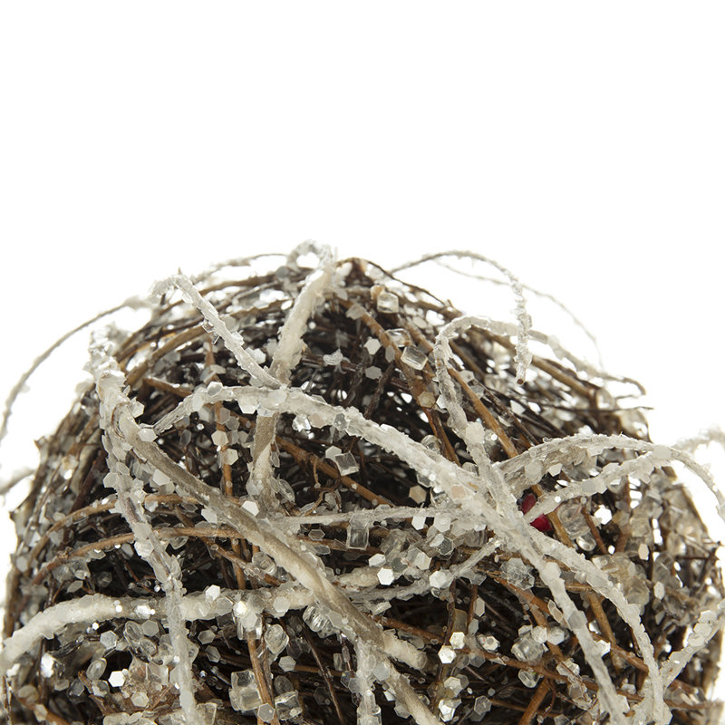 Iced Twig Ball  Set of 12  5"Dia.  Brown