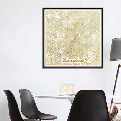 " Bangkok Gold Leaf Urban Blueprint Map " by Hubert Roguski