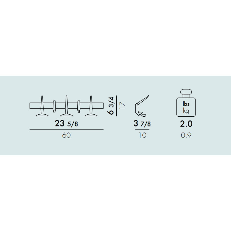 Wall Mounted Coat Rack, Matte Black, Small