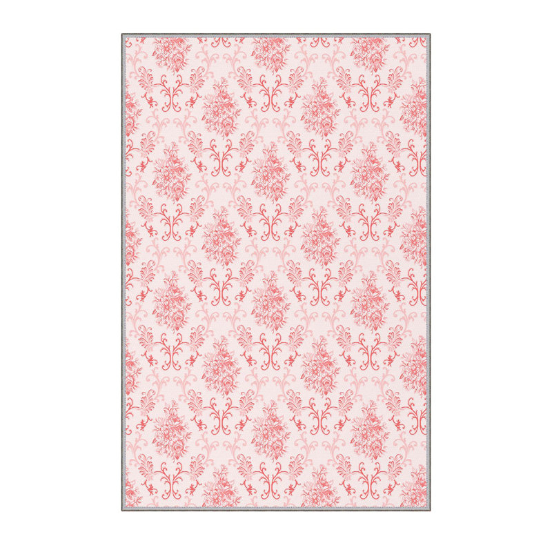 Tapis tissé élégant, 5,6 x 7,5 pieds, 100% polyester, hauteur des poils de 0,3 po | Pois antibactérien, feutre en PVC antidérapant, lavable à la machine | Impression 3D numérique, durable et facile à entretenir - parfaite pour n'importe quelle pièce