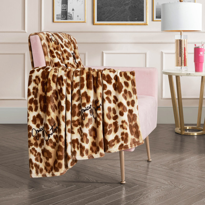 Juicy Couture Regent Leopard Throw Blankets, Brown