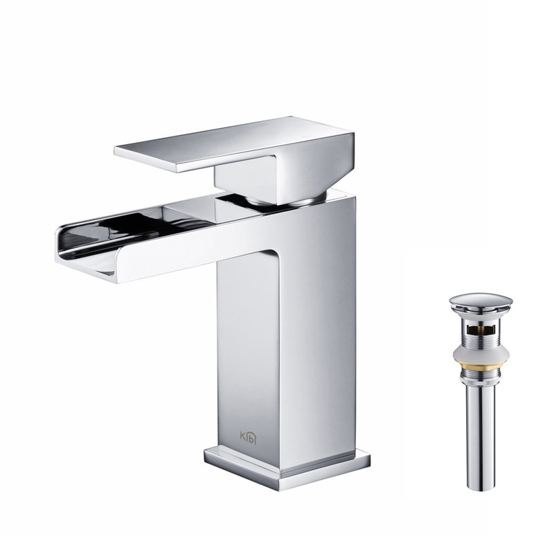 Waterfall Single-handle Bathroom Faucet, Chrome, With Drain Assembly