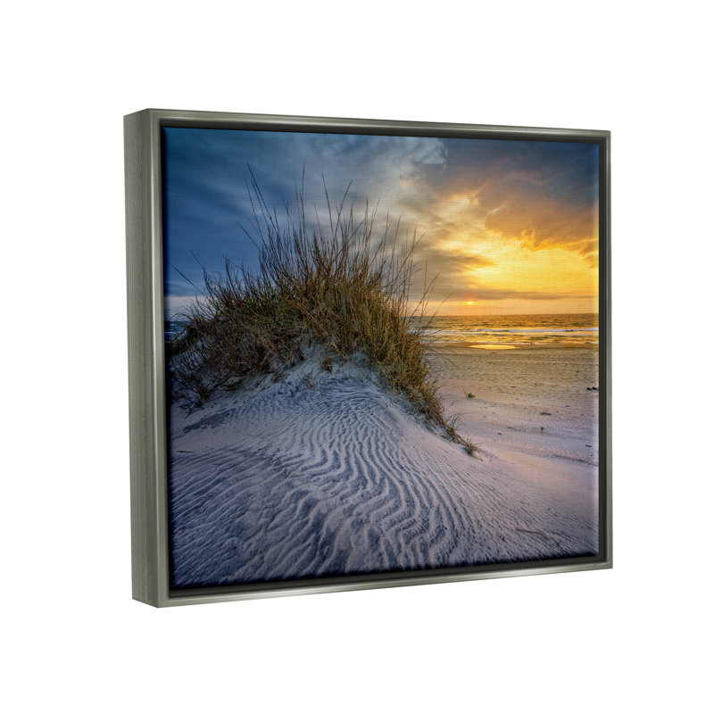 «Beach Sand Dunes Vivid Sunrise» par Rick Berk - photographie, H 25 po x l 31 po x P 1,7 po, Cadre flottant gris lustré