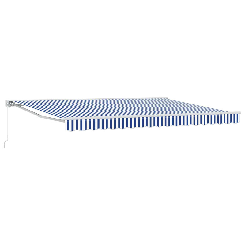VidaXL Polyester Cover Retractable Patio Awning, Striped, 400cm W x 300cm D, Blue/White/White