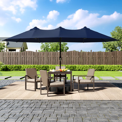 Parasol de marché rectangulaire avec base