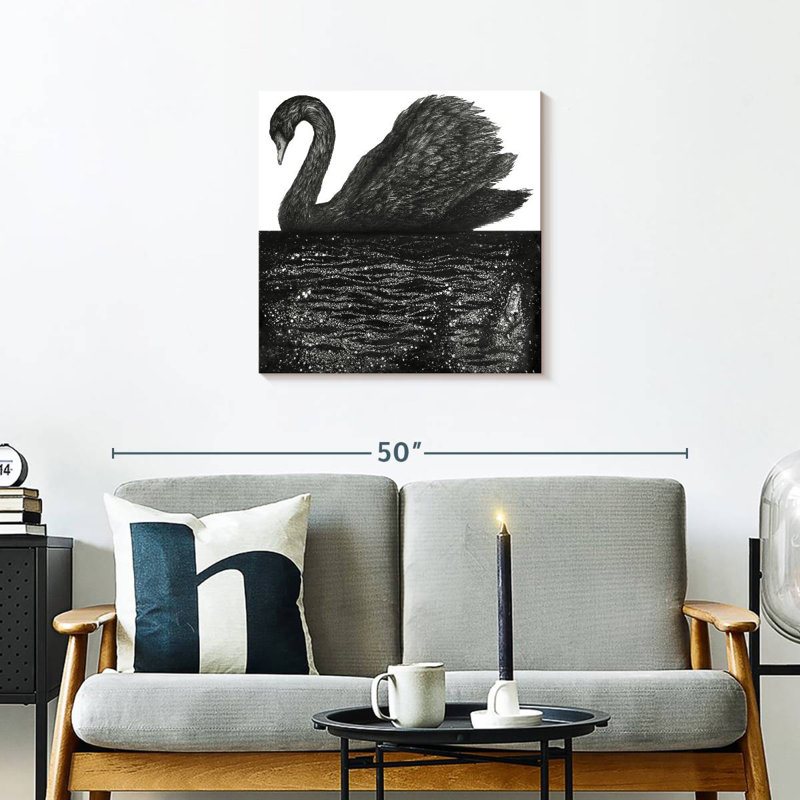 Brampt Black Swan Reflection, 24" H x 24" W