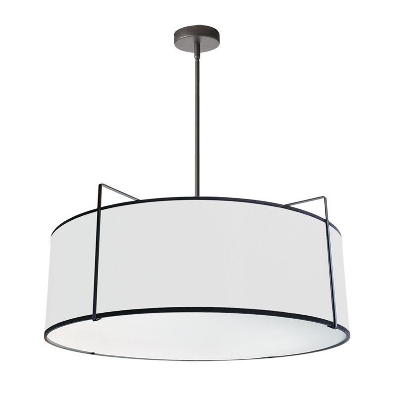 Tisdale 4-Light Chandelier, Black, White/Black