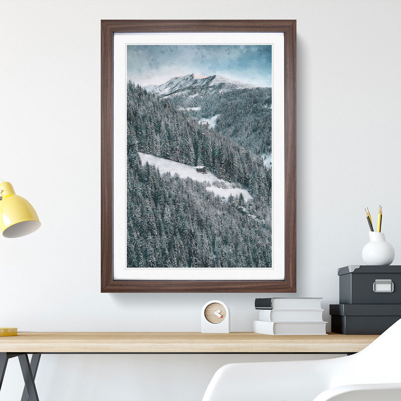 Winter Forest Vol.10 - Picture Frame Painting, Walnut Framed, 65cm H x 48cm W x 2cm D