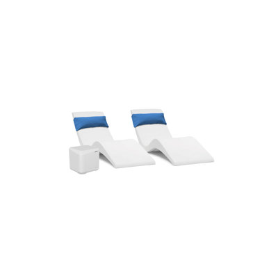 In-Pool Chaise Lounge Set - Two Chaises - Two Headrest Pillows and One in Pool Side Table - for ledges up to 9" inches by Wrought Studio
