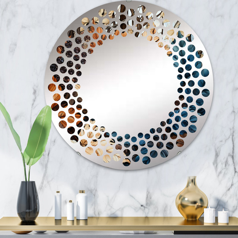 Polka Dot Wall Mirror-Round, 31.4" H x 31.4" W, Leaves Autumn Sunlight Harmony III 