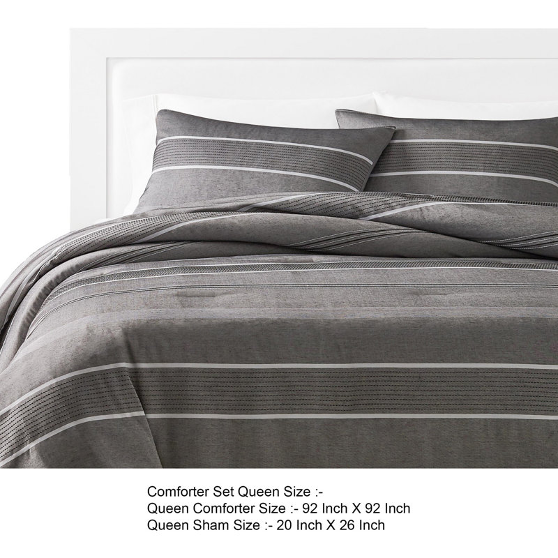 3 Piece Comforter Set, Queen Comforter + 2 Throw Pillow